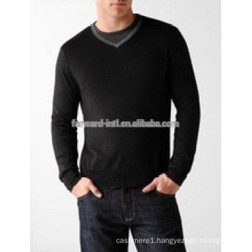 long sleeves v -neck casual fashion black 12gg knitted men's pullover stock clothing